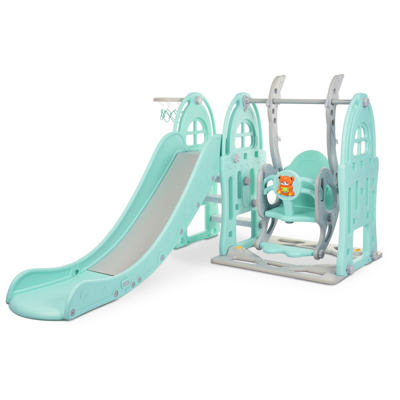 Дитяча гірка-гойдалка Bambi WM19017-4-2 (grey/blue) Дитяча гірка-гойдалка Bambi WM19017-4-2 (grey/blue)